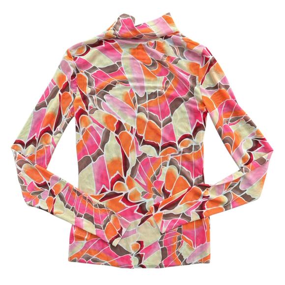 AFRM Zoe Mock Neck Mesh Top Pink Sheer Abstract Womens Size Small - Picture 3 of 4